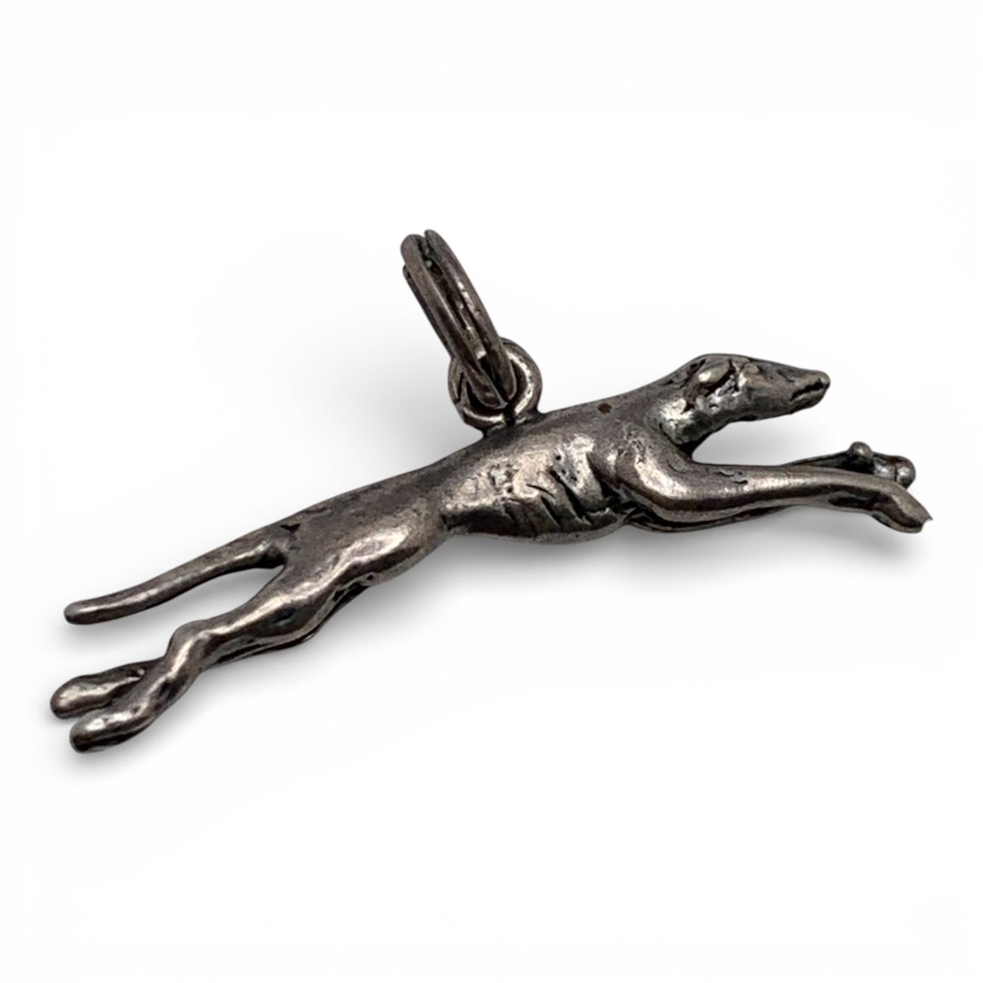 Silver Greyhound Charm: Tests Silver - 1 1/4" Long - 2.6 Grams