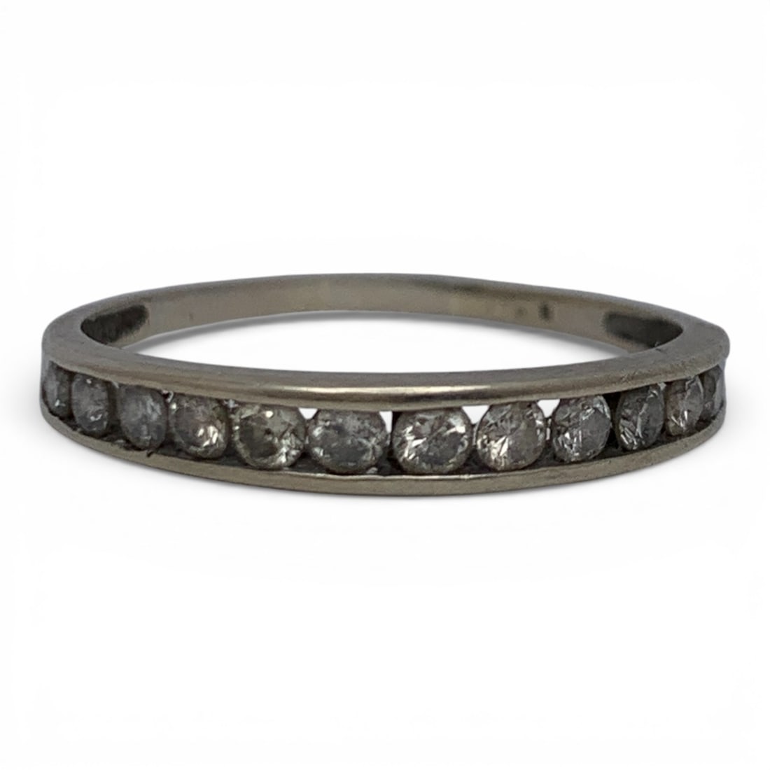 10k White Gold & Diamond Ring: Marked 10k - Size 8.75 - 1.0 DwtGemstones Tested With Presidium Gem Tester Il - Berners Does Not Guarantee Authenticity Of Gemstones