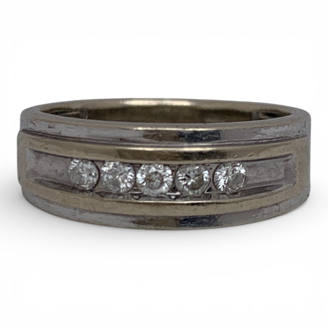 10k White Gold & Diamond Ring: Marked 10k - Size 7.5 - 2.0 DwtGemstones Tested With Presidium Gem Tester Il - Berners Does Not Guarantee Authenticity Of Gemstones