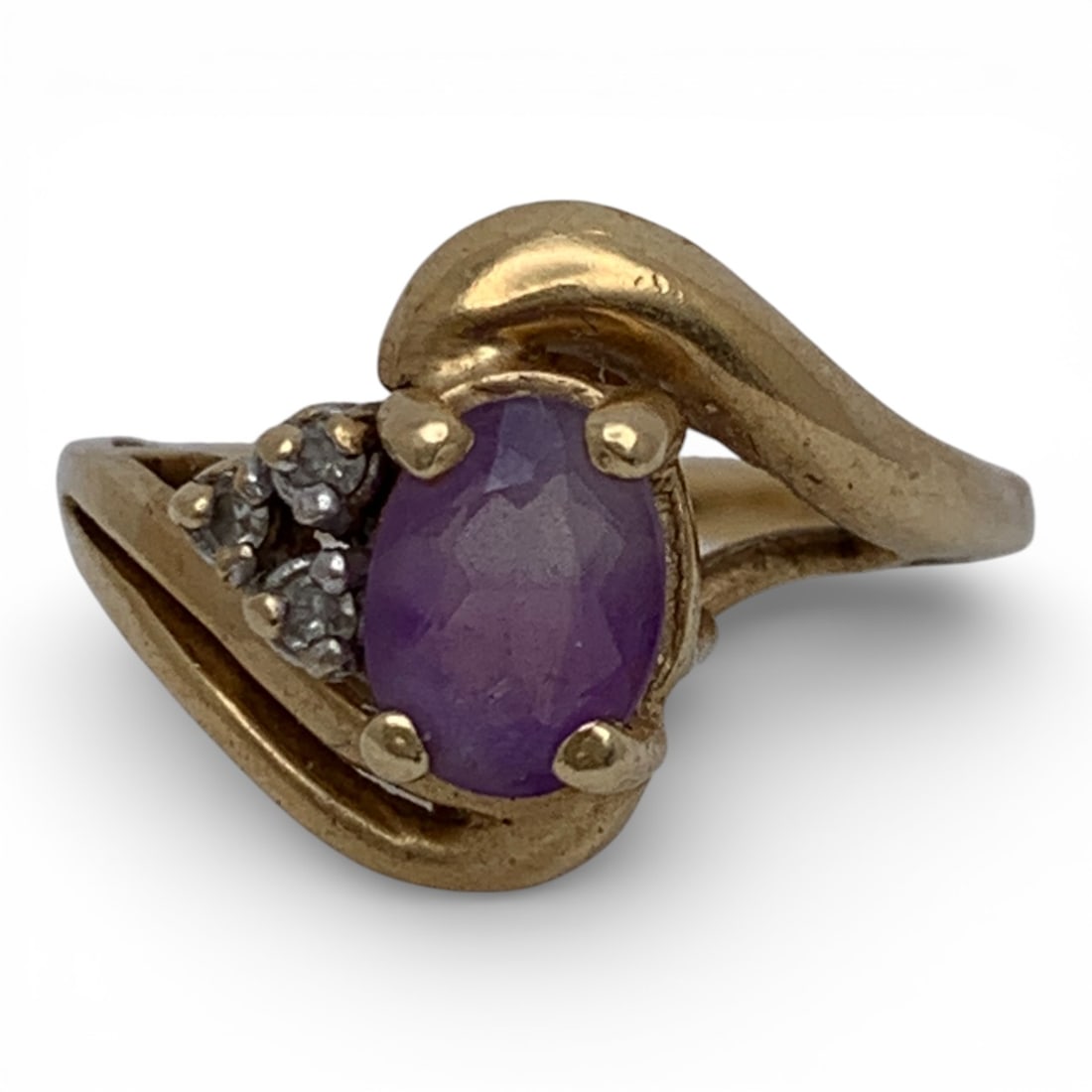 14k Yellow Gold Diamond & Purple Spinel Ring: Marked 14k - Size 6 - 2.5 DwtGemstones Tested With Presidium Gem Tester Il - Berners Does Not Guarantee Authenticity Of Gemstones