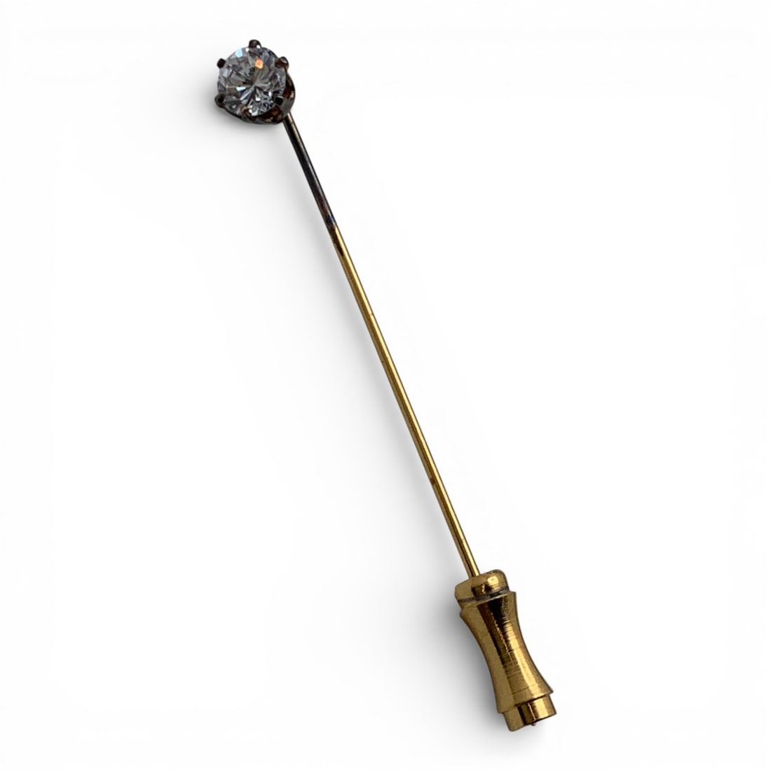 Silver Gold Tone Stick Pin With Clear Stone (1 of 3)