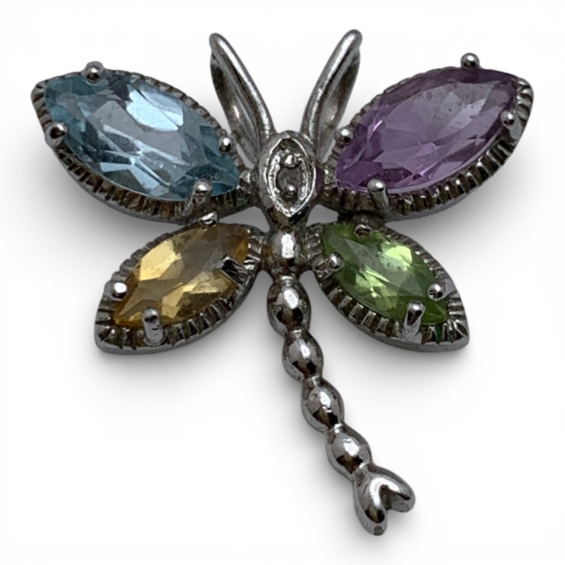 Sterling Dragonfly Pendant W Colored Stones (1 of 3)