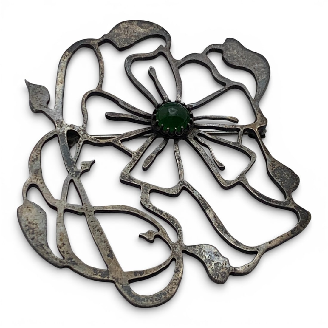 Silver & Green Stone Pin - 3