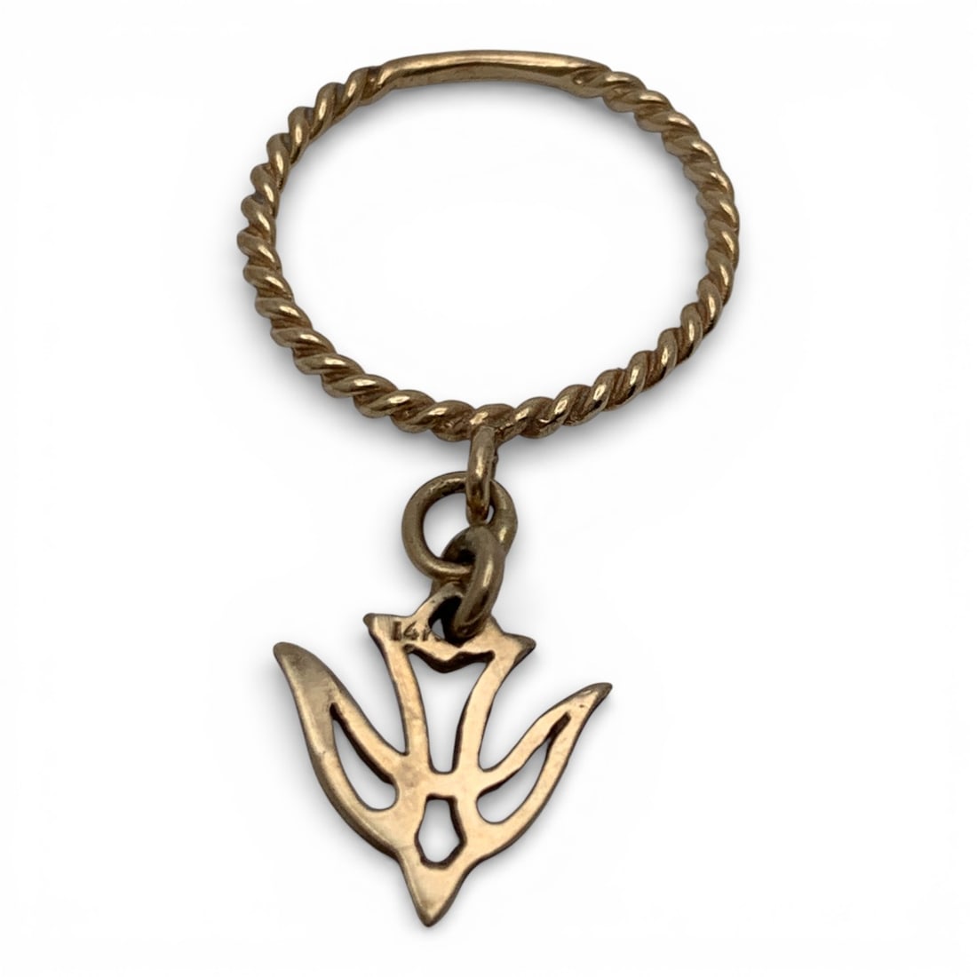 14k Yellow Gold Charm Ring: Marked 14k - Size 4 - 0.8 DwtGemstones Tested With Presidium Gem Tester Il - Berners Does Not Guarantee Authenticity Of Gemstones