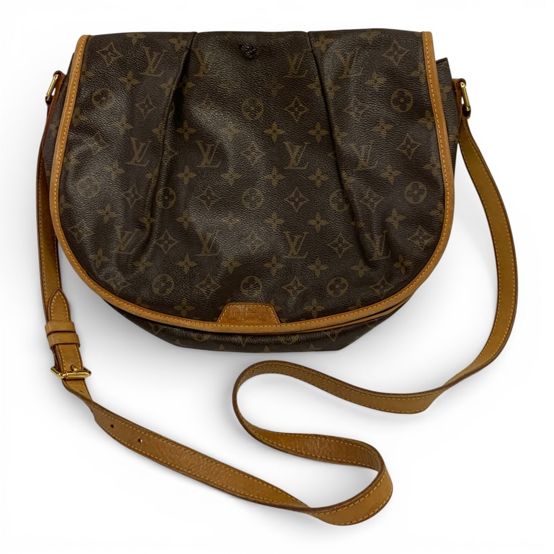 Vintage Louis Vuitton Monogram Menilmontant Bag: Marked On Front: Louis Vuitton. Paris. Label On Inside: Louis Vuitton. Paris. Made In France. 11" X 13.5". Vintage Bag, Shows Some Wear, Damage On Lid, See Photos.