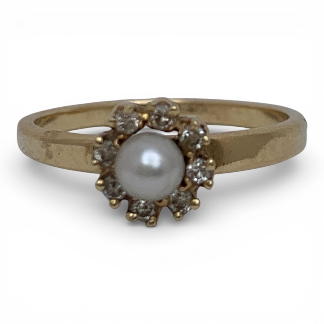 14k Yellow Gold Diamond & Pearl Ring: Marked 14k - Size 6 - 1.4 DwtGemstones Tested With Presidium Gem Tester Il - Berners Does Not Guarantee Authenticity Of Gemstones