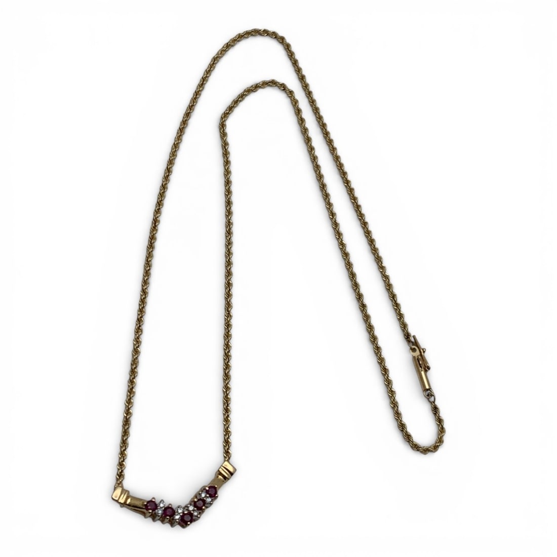 14k Yellow Gold Diamond & Ruby Pendant Necklace (1 of 5)