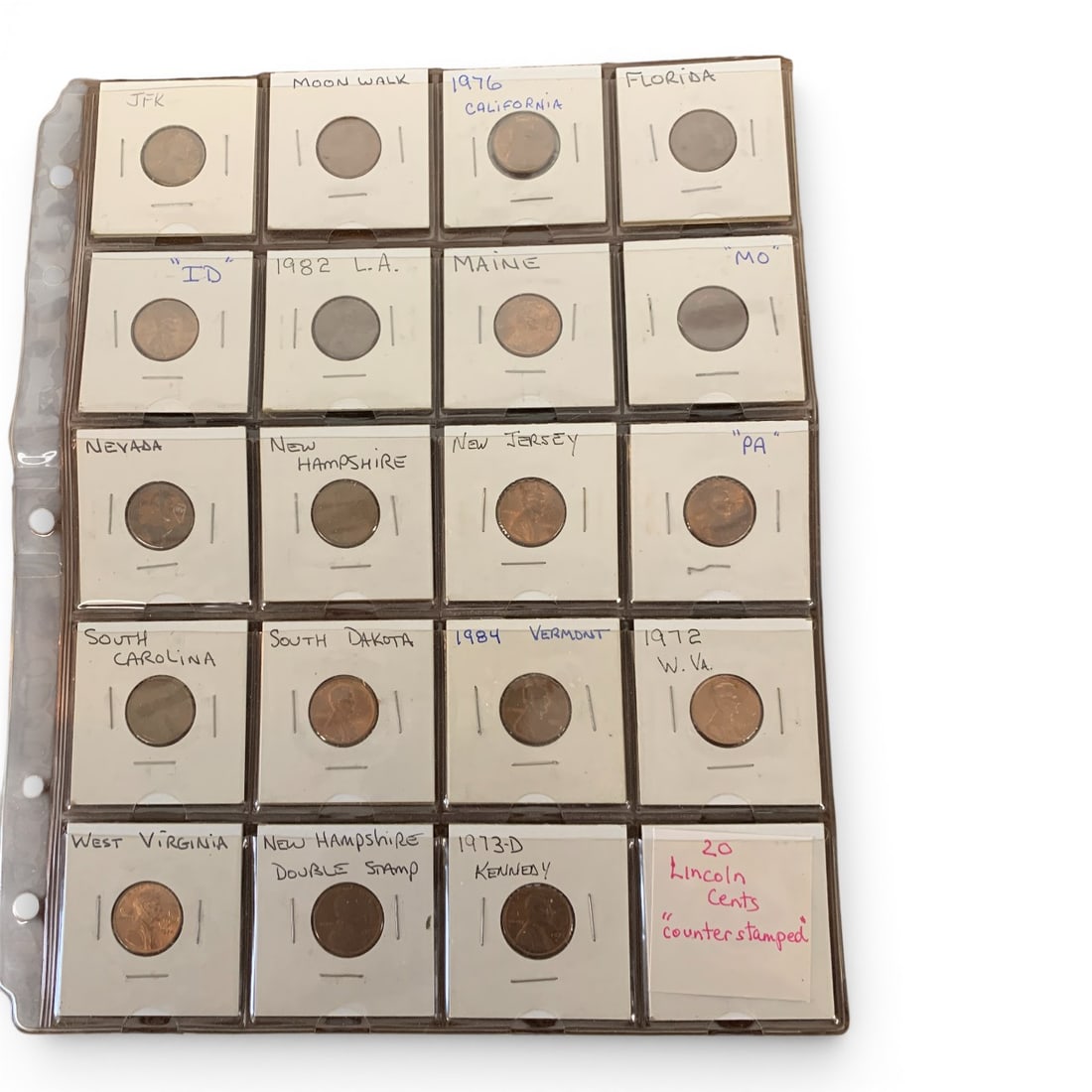 20 Lincoln Cents Counter Stamped: See Photos