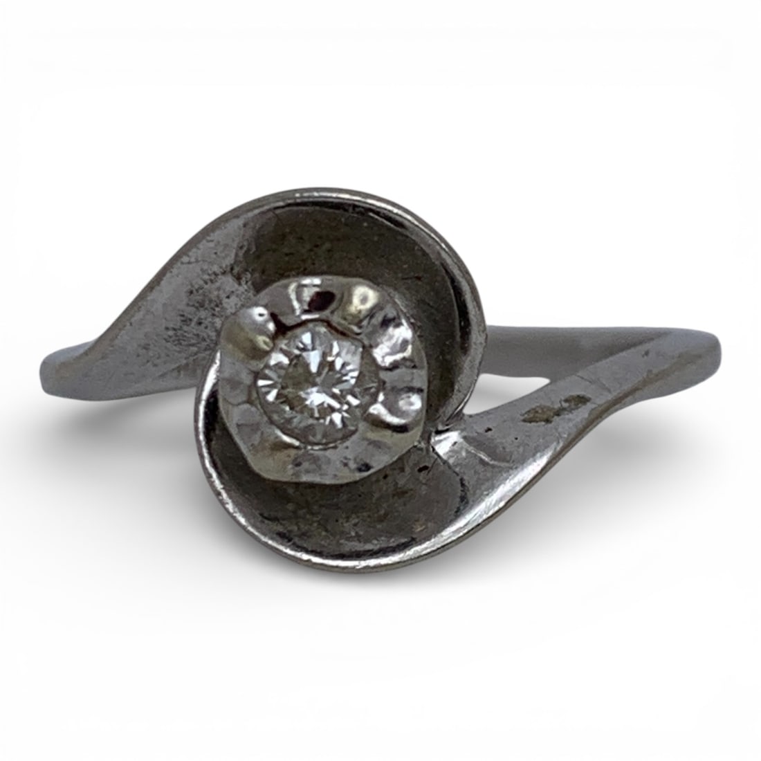 14k White Gold & Diamond Ring: Marked 14k - Size 6 - 1.9 DwtGemstones Tested With Presidium Gem Tester Il - Berners Does Not Guarantee Authenticity Of Gemstones