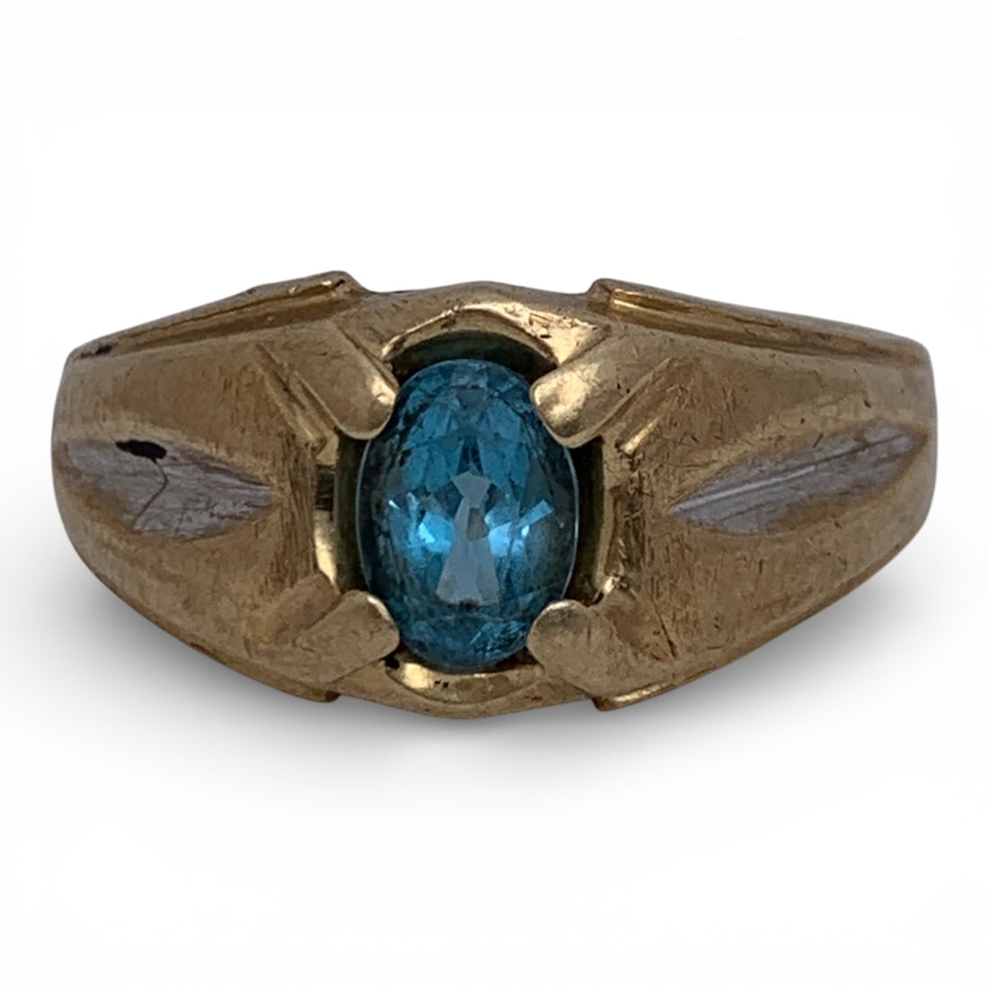 10k Yellow Gold & Blue Topaz Ring: Marked 10k - Size 10 - 2.3 DwtGemstones Tested With Presidium Gem Tester Il - Berners Does Not Guarantee Authenticity Of Gemstones