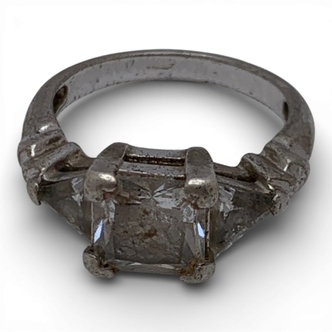 Sterling Silver & Clear Stone Ring - 4