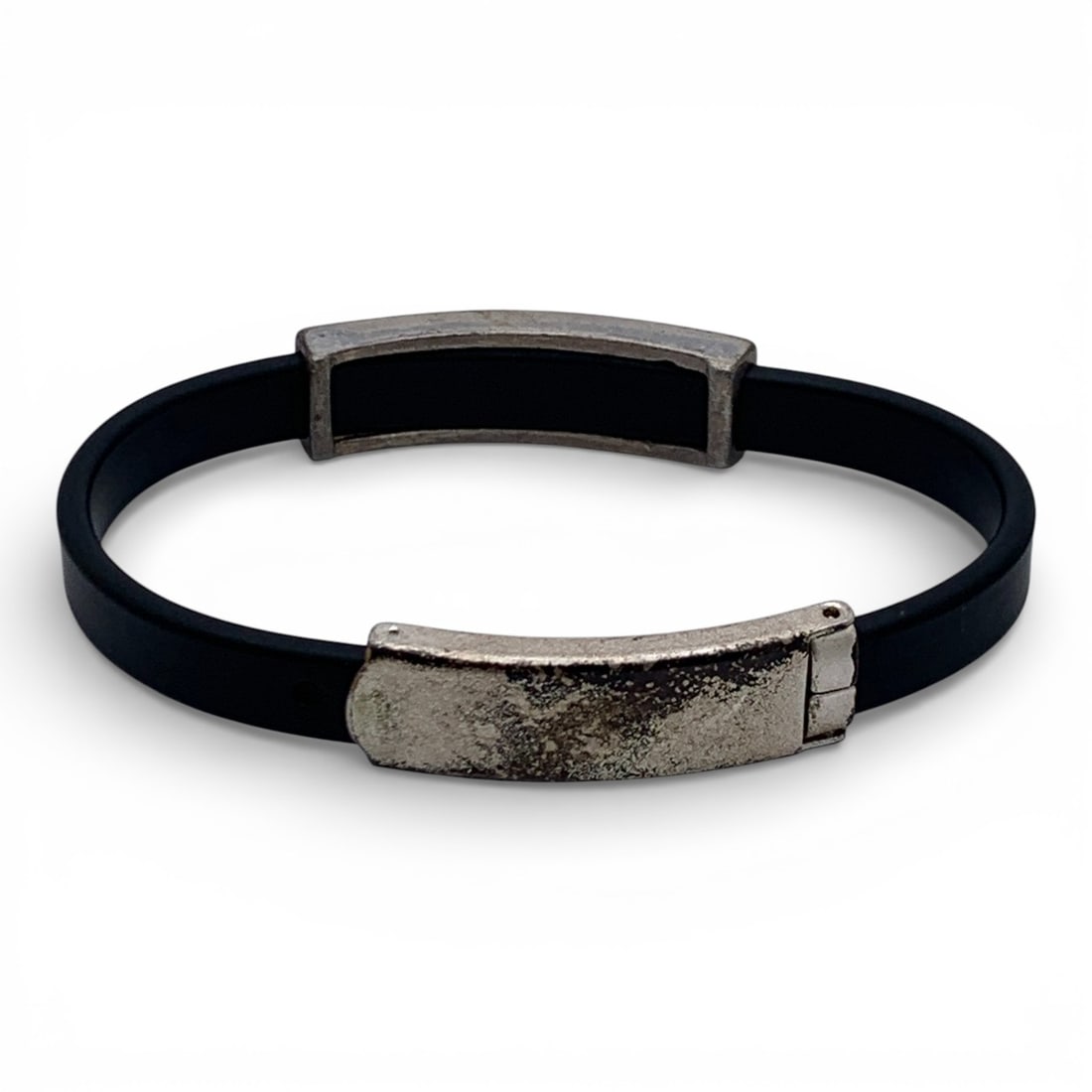 Silver & Rubber Adjustable Bracelet - 2