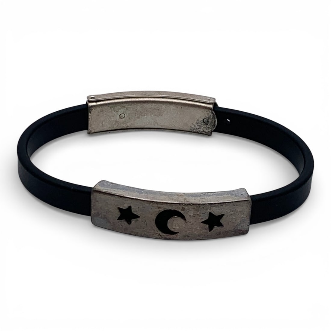 Silver & Rubber Adjustable Bracelet - 3