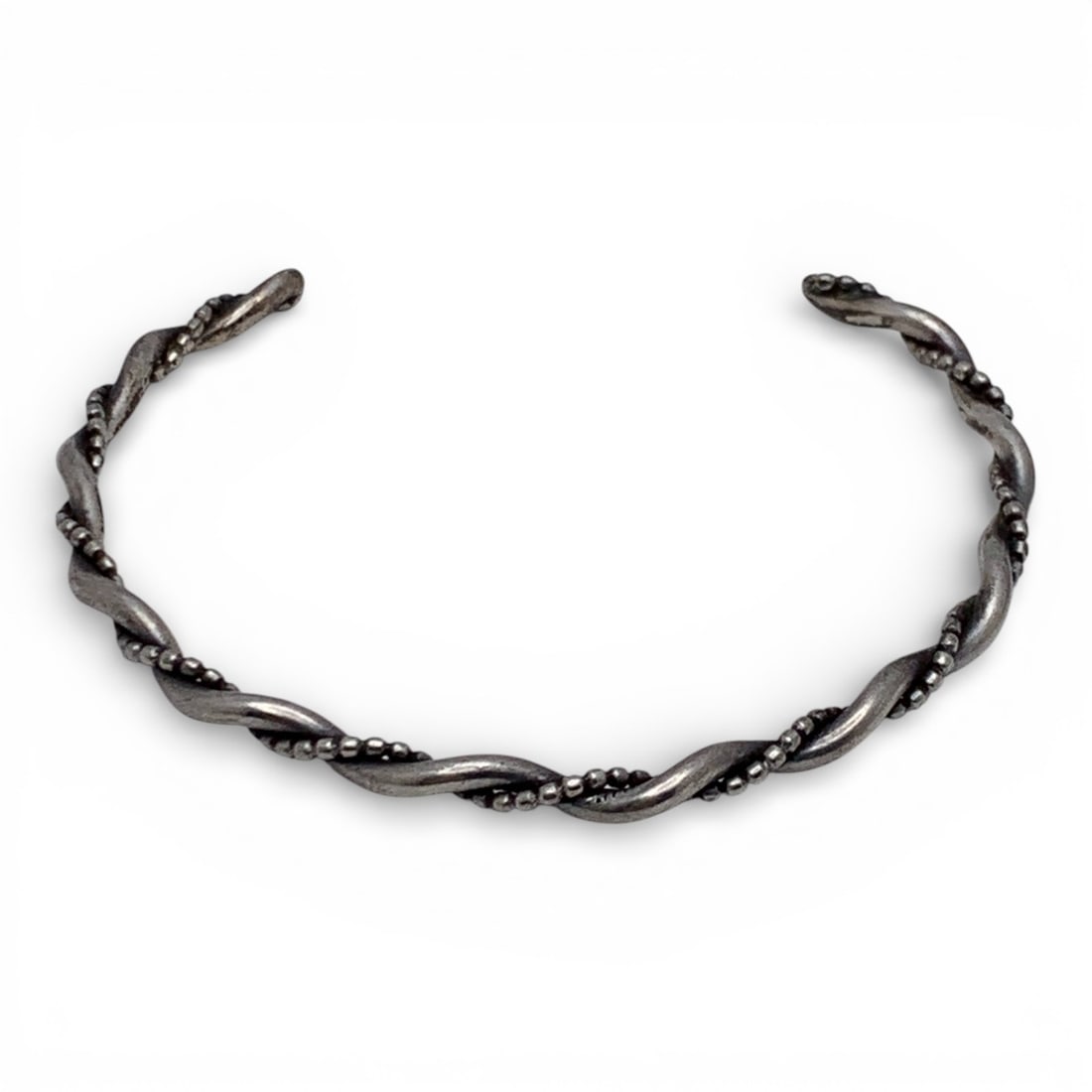 Silver Cuff Bracelet: Tests Silver - 2 1/8" Inside Width - 6.9 Grams