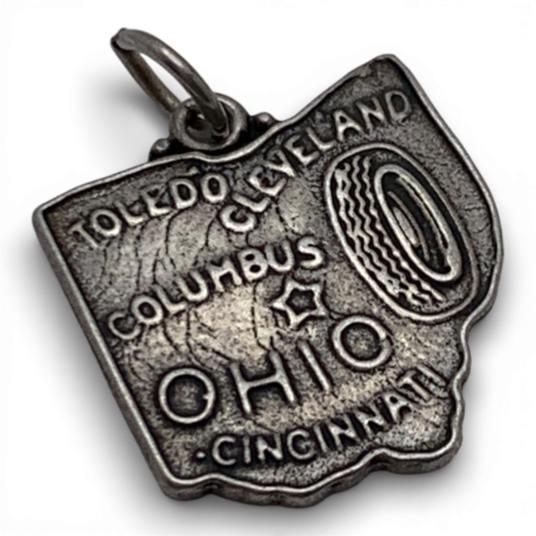 Sterling Silver Ohio Charm: Marked Sterling - 7/8" Long - 1.9 Grams