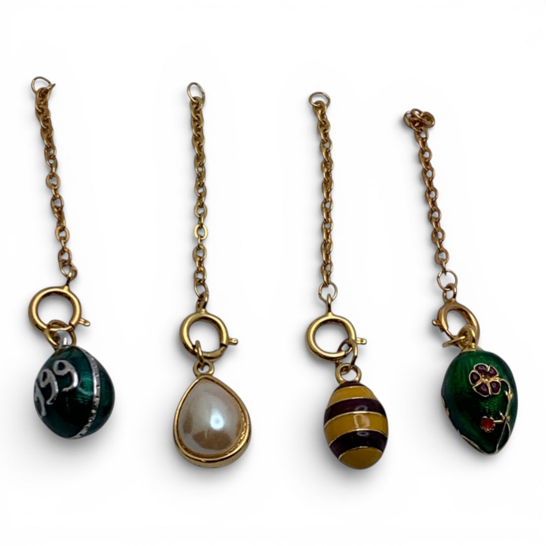 Group Of 4 Costume Fashion Enameled Charms: See Photos
