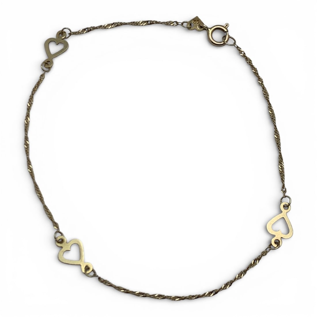 14k Yellow Gold Heart Bracelet: Marked 14k - 7 1/4" Long - 0.5 DwtGemstones Tested With Presidium Gem Tester Il - Berners Does Not Guarantee Authenticity Of Gemstones