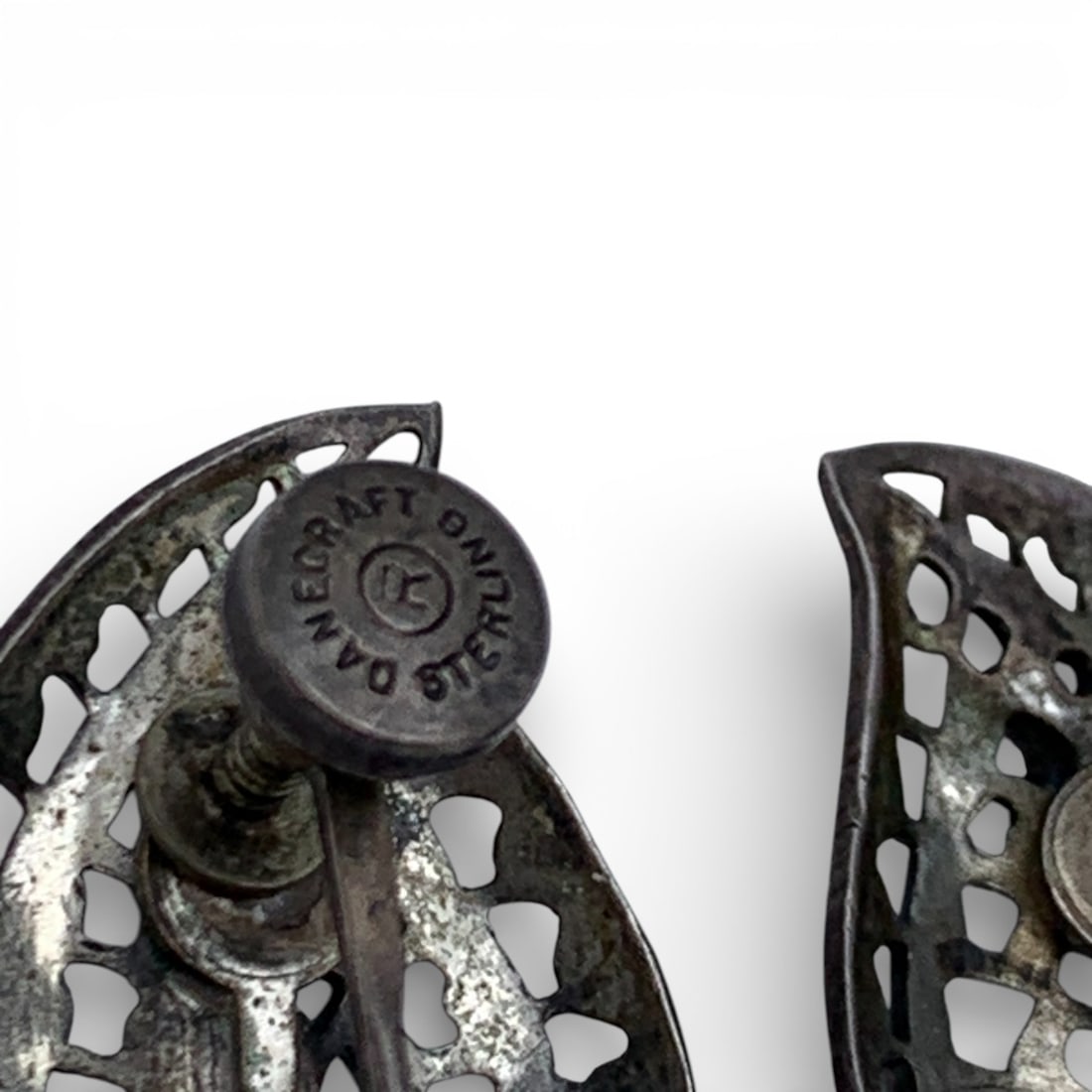 Sterling Silver Leaf Design Screw Back Earrings - 3