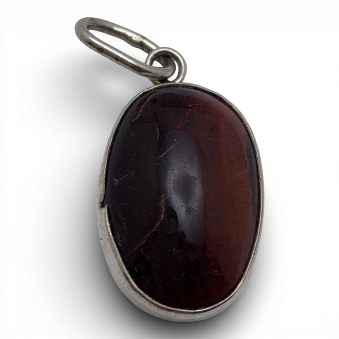 Sterling Silver Pendant With Brown Stone: Marked 925 - 1 5/8" Long - 5.8 Grams