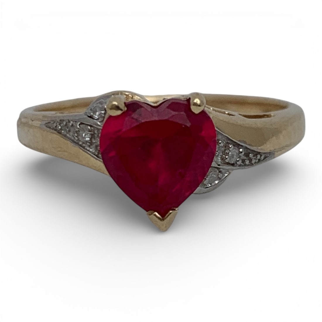 10k Yellow Gold Diamond & Ruby Ring: Marked 10k - Size 6.75 - 1.5 DwtGemstones Tested With Presidium Gem Tester Il - Berners Does Not Guarantee Authenticity Of Gemstones