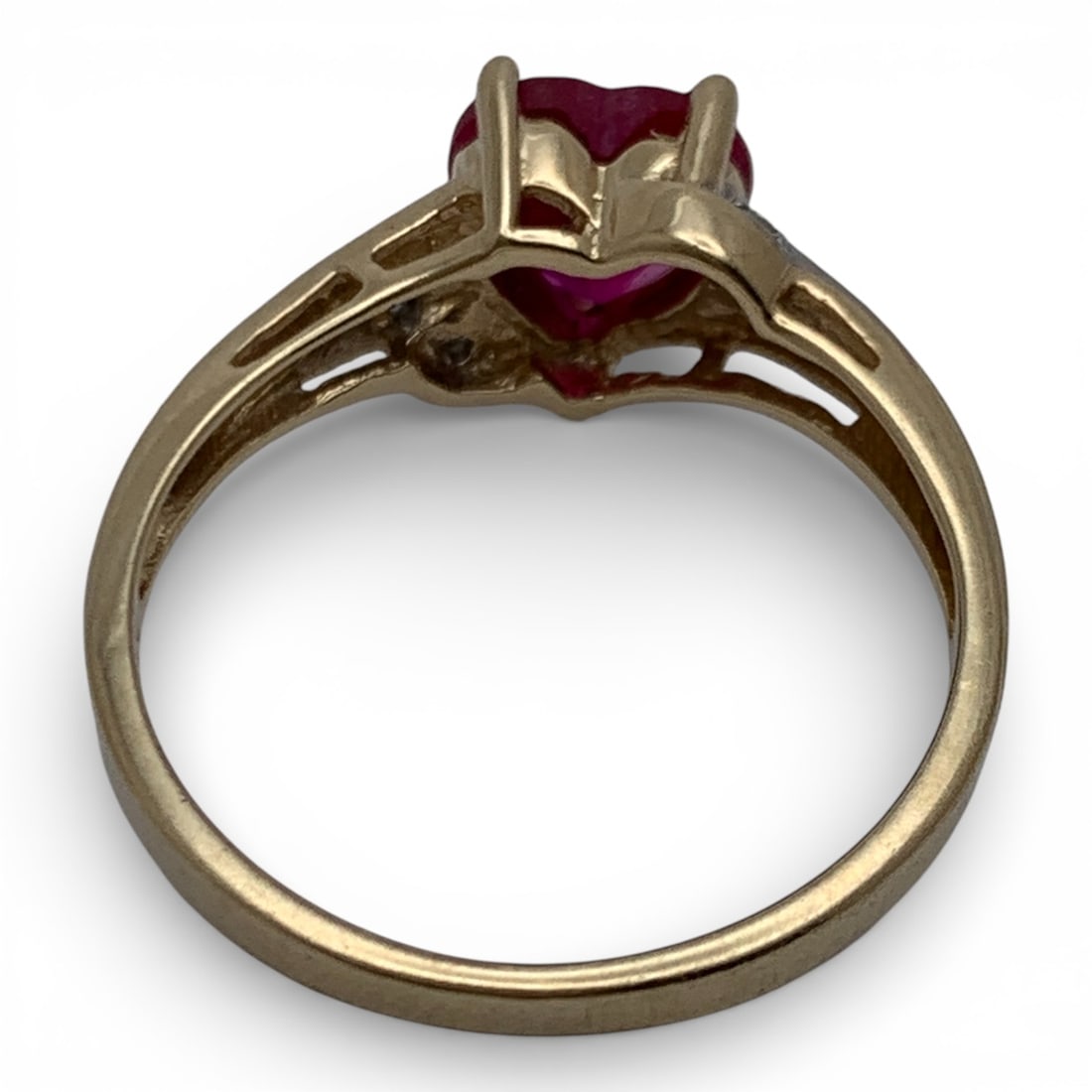 10k Yellow Gold Diamond & Ruby Ring - 2