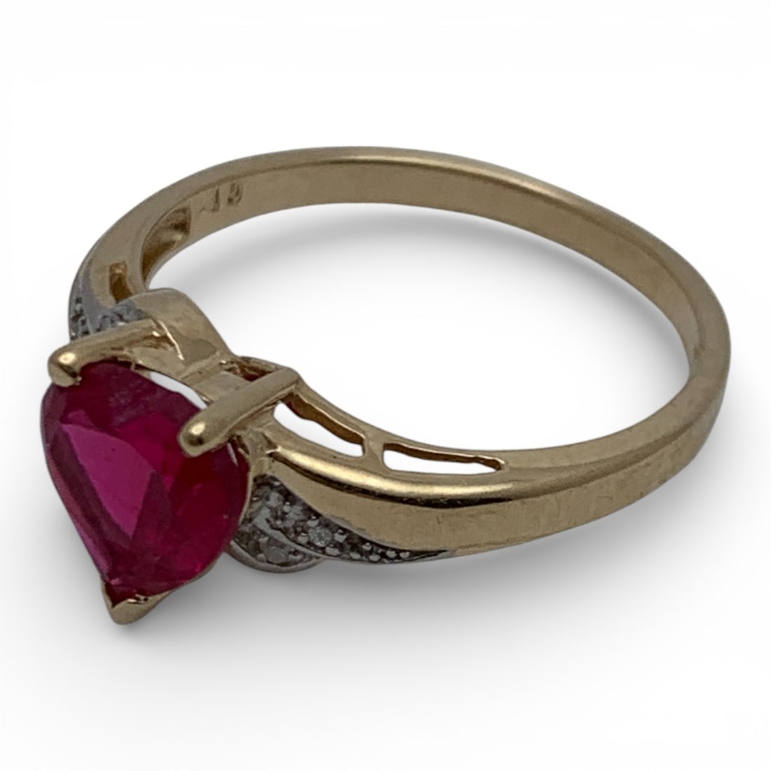 10k Yellow Gold Diamond & Ruby Ring - 3