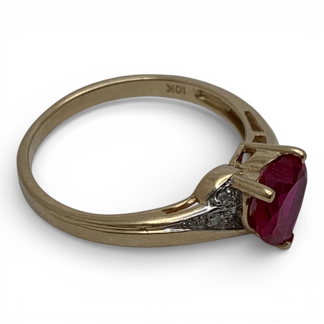 10k Yellow Gold Diamond & Ruby Ring - 4