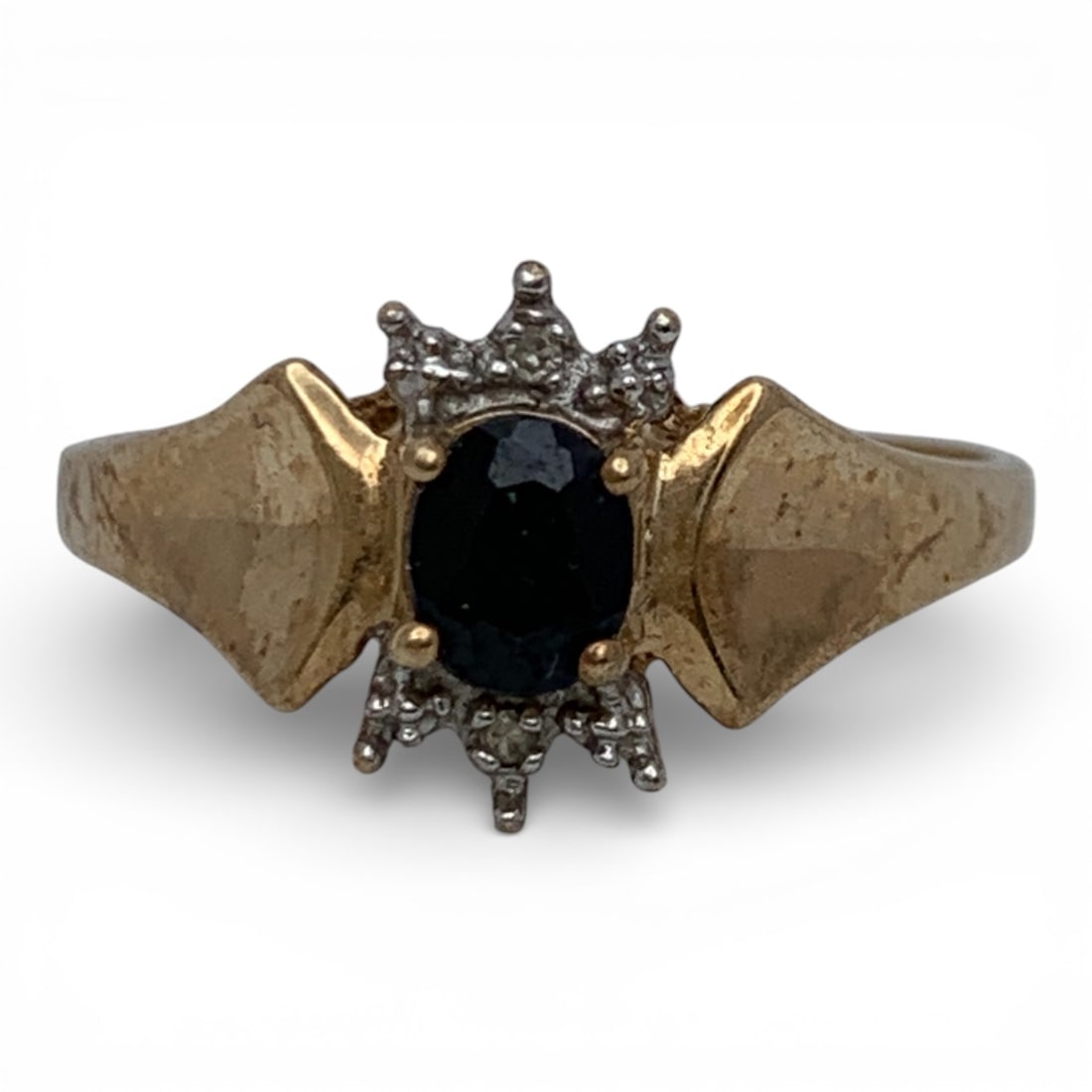 10k Yellow Gold Diamond & Sapphire Ring: Marked 10k - Size 7 - 1.2 DwtGemstones Tested With Presidium Gem Tester Il - Berners Does Not Guarantee Authenticity Of Gemstones