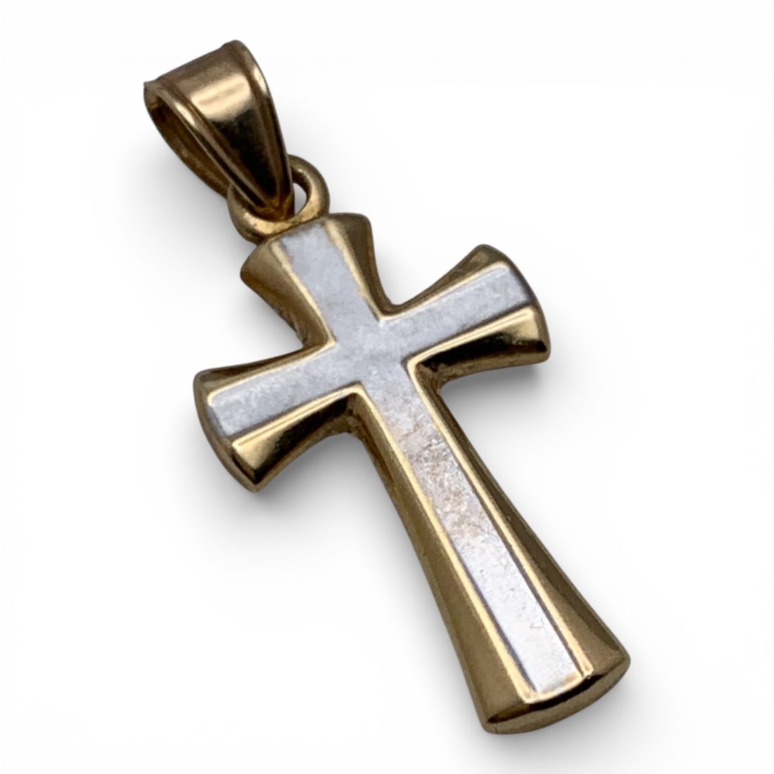 14k Yellow Gold Cross Pendant: Marked 14k - 1 1/8" Long - 0.5 DwtGemstones Tested With Presidium Gem Tester Il - Berners Does Not Guarantee Authenticity Of Gemstones