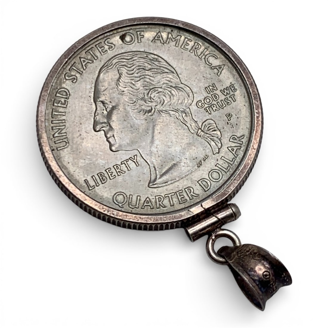 Sterling Pendant With 2003 Washington Quarter: Marked Sterling - 1 1/2" Long - 7.0 Grams