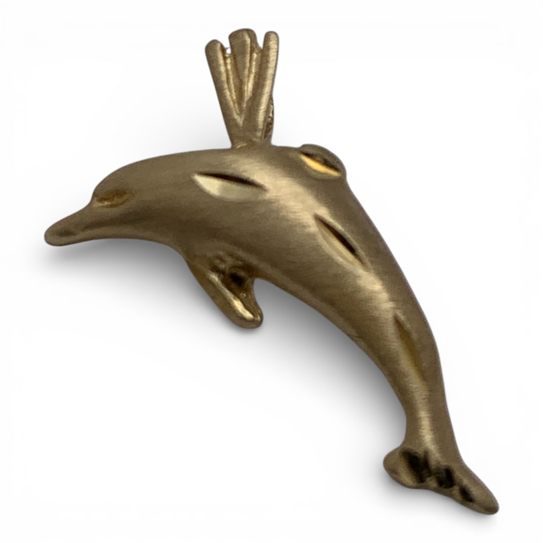 14k Yellow Gold Dolphin Pendant: Marked 14k - 5/8" Long - 0.5 DwtGemstones Tested With Presidium Gem Tester Il - Berners Does Not Guarantee Authenticity Of Gemstones