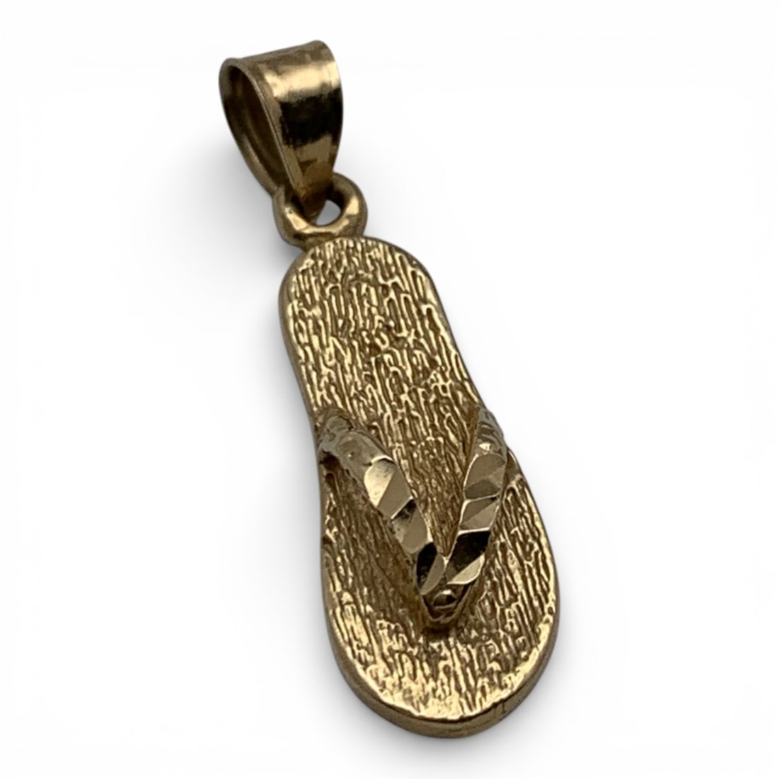14k Yellow Gold Sandal Pendant: Marked 14k - 1" Long - 1.0 DwtGemstones Tested With Presidium Gem Tester Il - Berners Does Not Guarantee Authenticity Of Gemstones