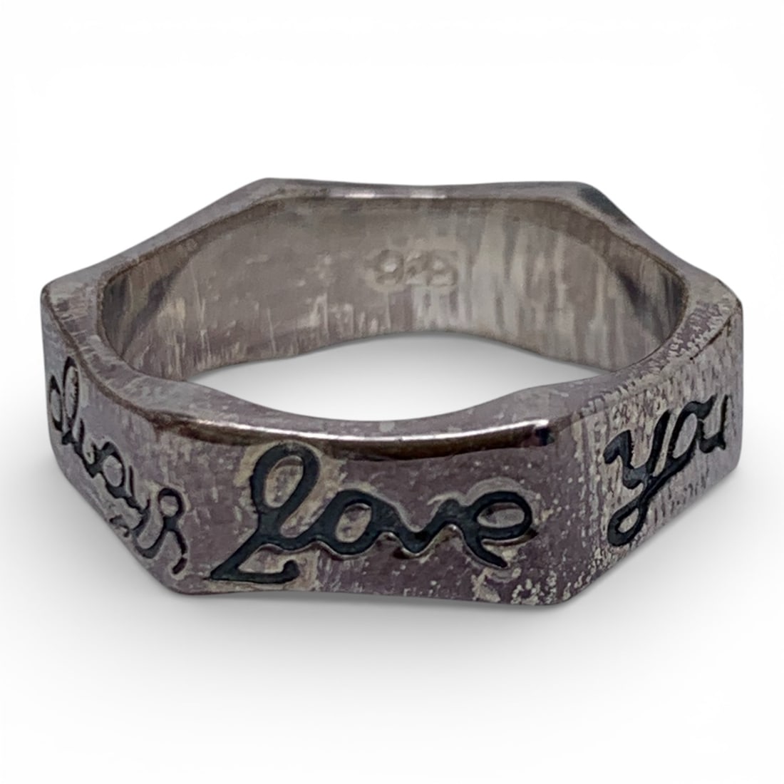 Sterling Silver Love Ring: Marked 925 - Size 6.75 - 4.5 Grams