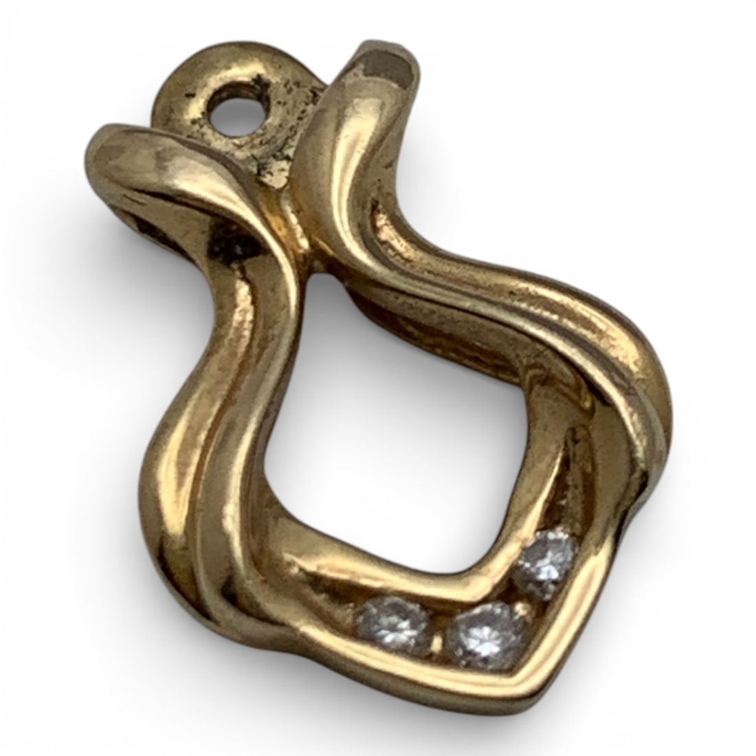 14k Yellow Gold & Diamond Pendant: Marked 14k - 5/8" Long - 0.8 DwtGemstones Tested With Presidium Gem Tester Il - Berners Does Not Guarantee Authenticity Of Gemstones