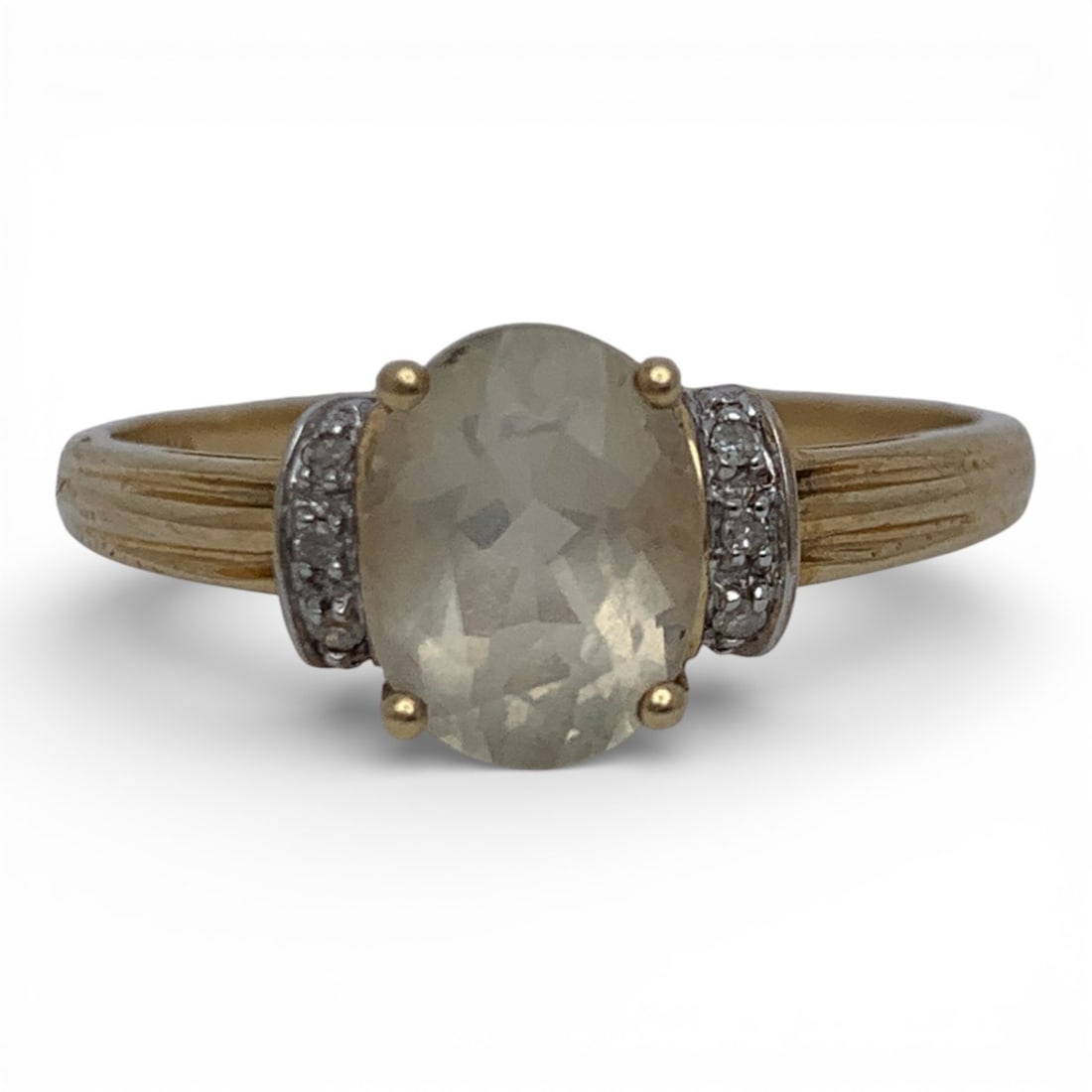 10k Yellow Gold Diamond & Yellow Stone Ring: Marked 10k - Size 11 - 1.4 DwtGemstones Tested With Presidium Gem Tester Il - Berners Does Not Guarantee Authenticity Of Gemstones