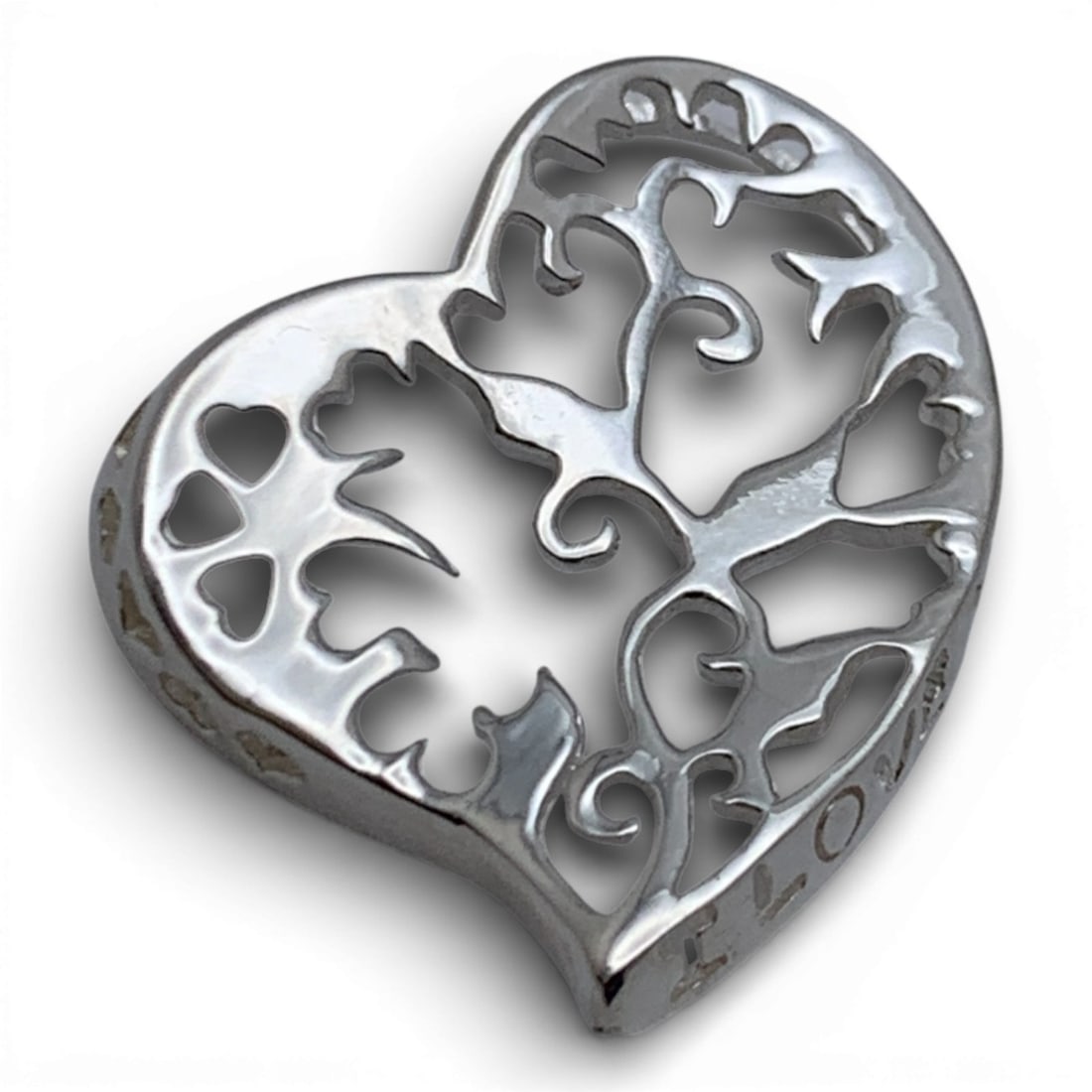 Sterling Silver Heart Pendant: Marked 925 - 1" Long - 2.4 Grams