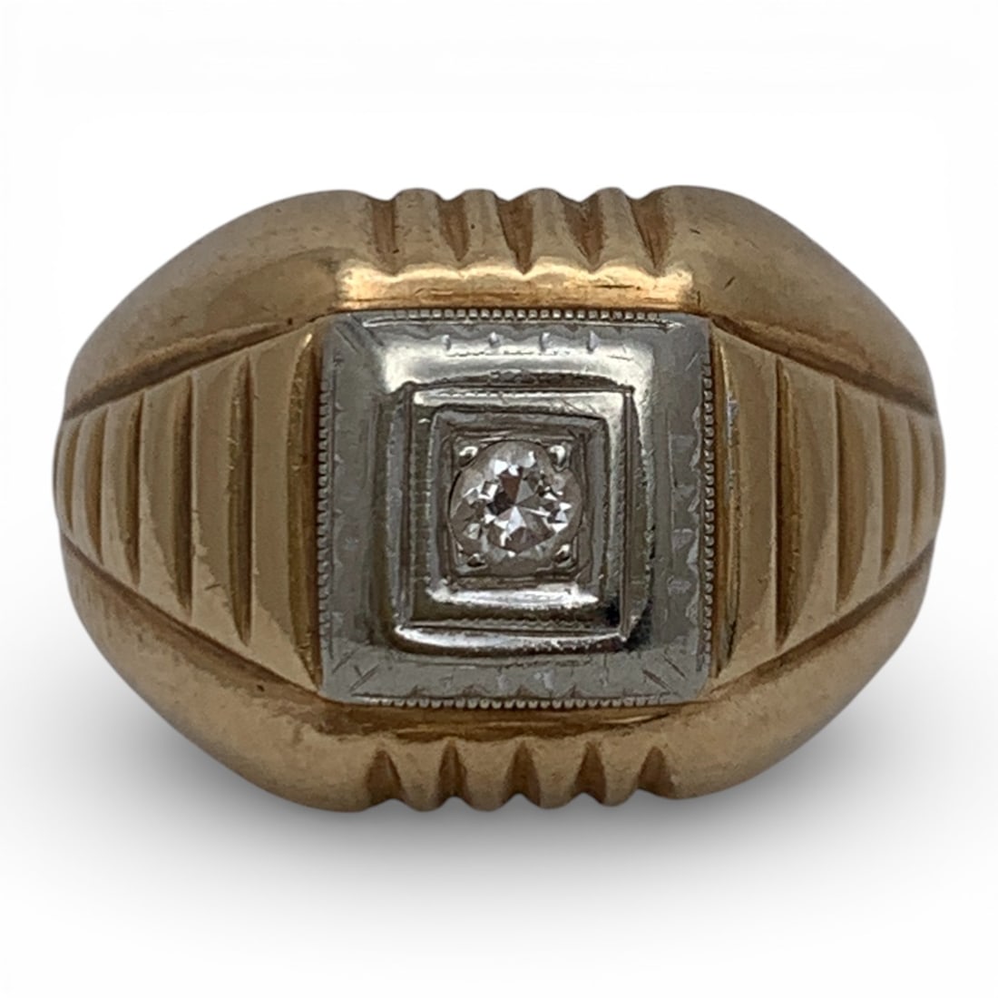 14k Yellow Gold & Diamond Ring: Marked 14k - Size 8 - 3.3 DwtGemstones Tested With Presidium Gem Tester Il - Berners Does Not Guarantee Authenticity Of Gemstones