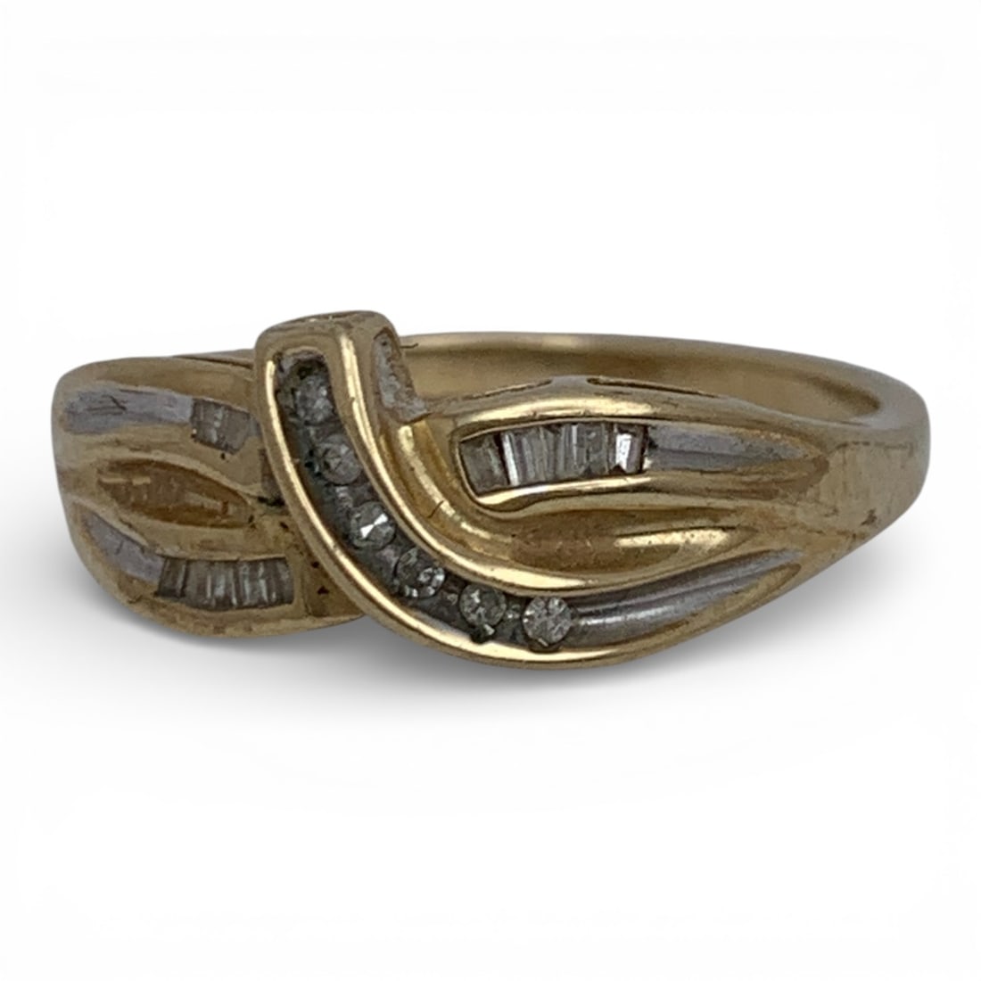 10k Yellow Gold & Diamond Ring: Marked 10k - Size 7 - 1.4 DwtGemstones Tested With Presidium Gem Tester Il - Berners Does Not Guarantee Authenticity Of Gemstones