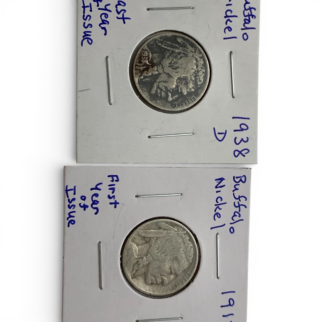 1913 & 1938 Buffalo Nickels: 1st Year Of Issue & Last Year Of Issue