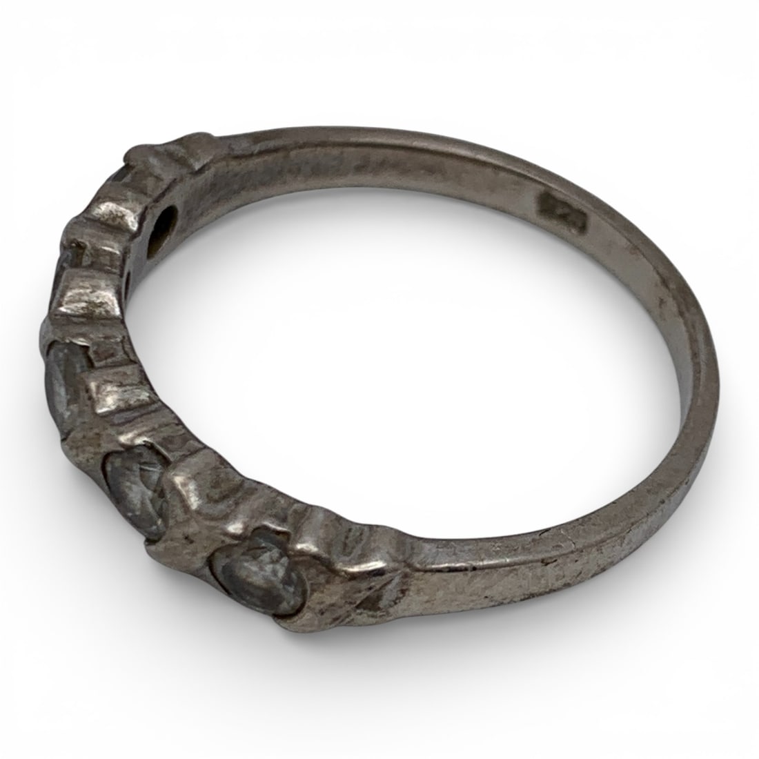 Sterling Silver Ring With Clear Stones - 3