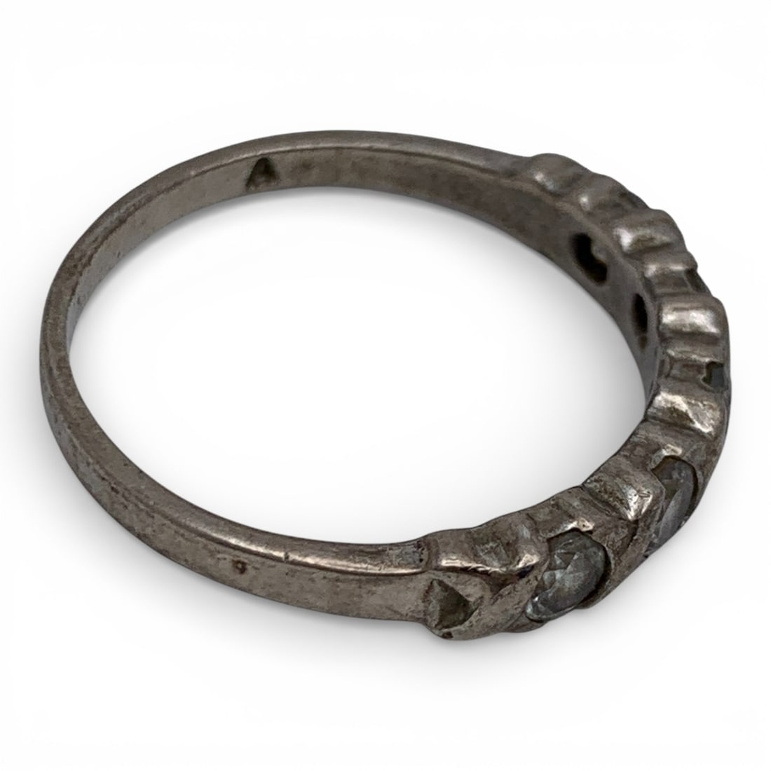 Sterling Silver Ring With Clear Stones - 4