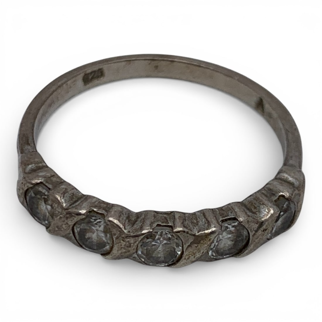 Sterling Silver Ring With Clear Stones - 5