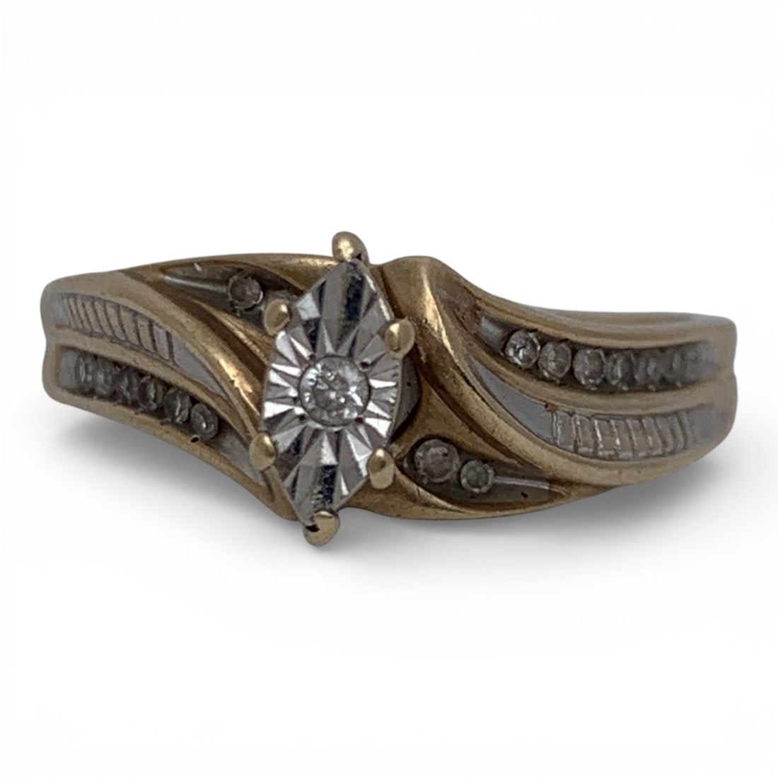 10k Yellow Gold & Diamond Ring: Marked 10k - Size 8.25 - 1.8 DwtGemstones Tested With Presidium Gem Tester Il - Berners Does Not Guarantee Authenticity Of Gemstones