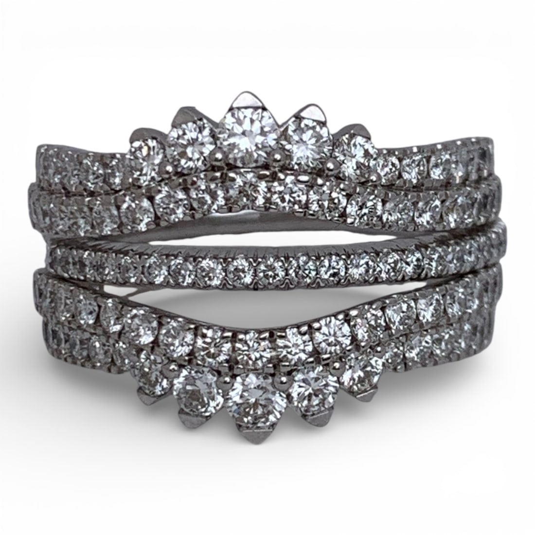 14k White Gold & Diamond Wedding Set: Marked 14k - Size 7 - 5.5 Dwt