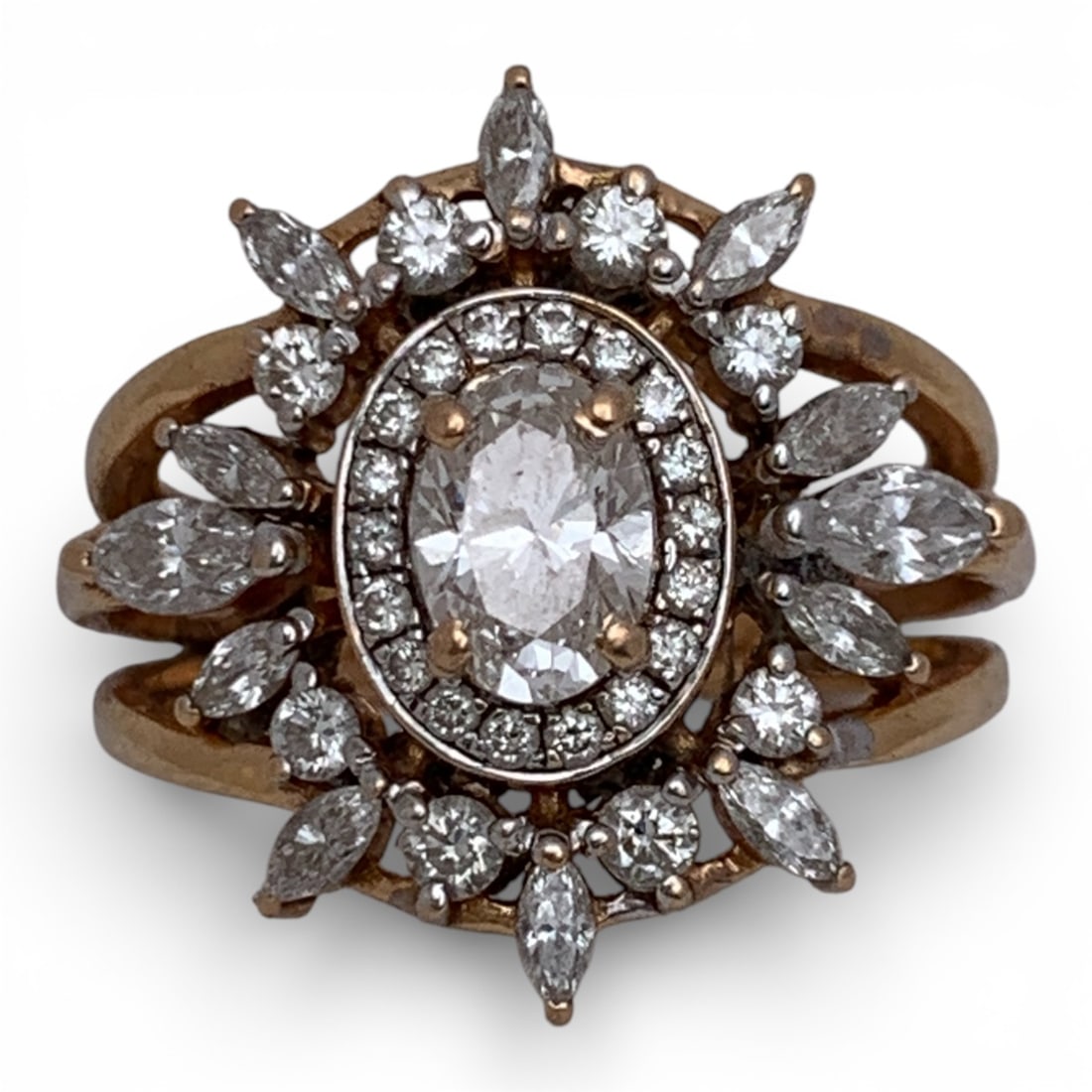 14k Rose Gold & Diamond Ring: Tests 14k - Size 7 - 5.0 Dwt