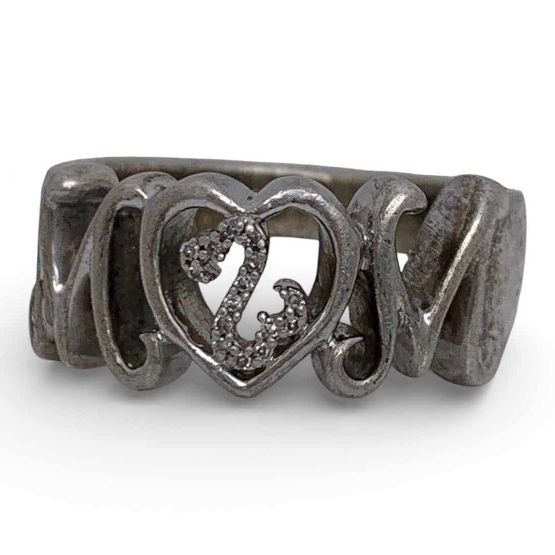 Sterling Silver " Mom " Ring (1 of 20)