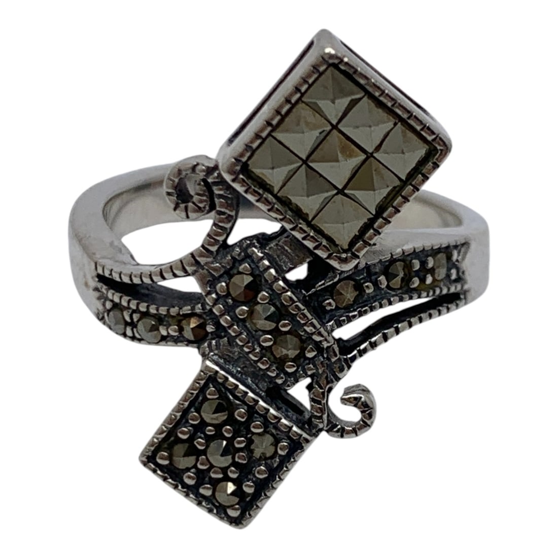 Sterling Silver & Marcasite Ring - 5