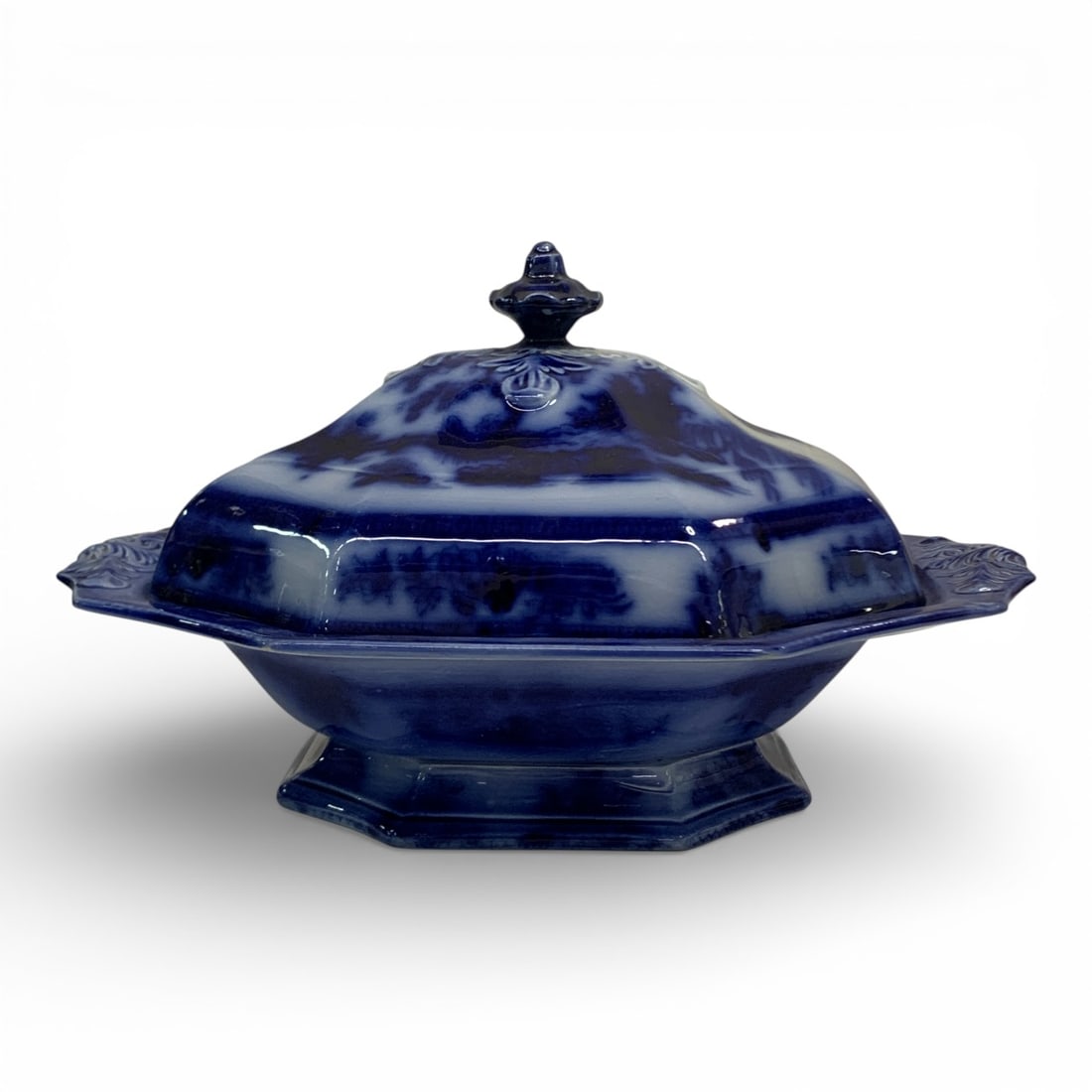 Flow Blue Ironstone Covered Serving Tureen - 2