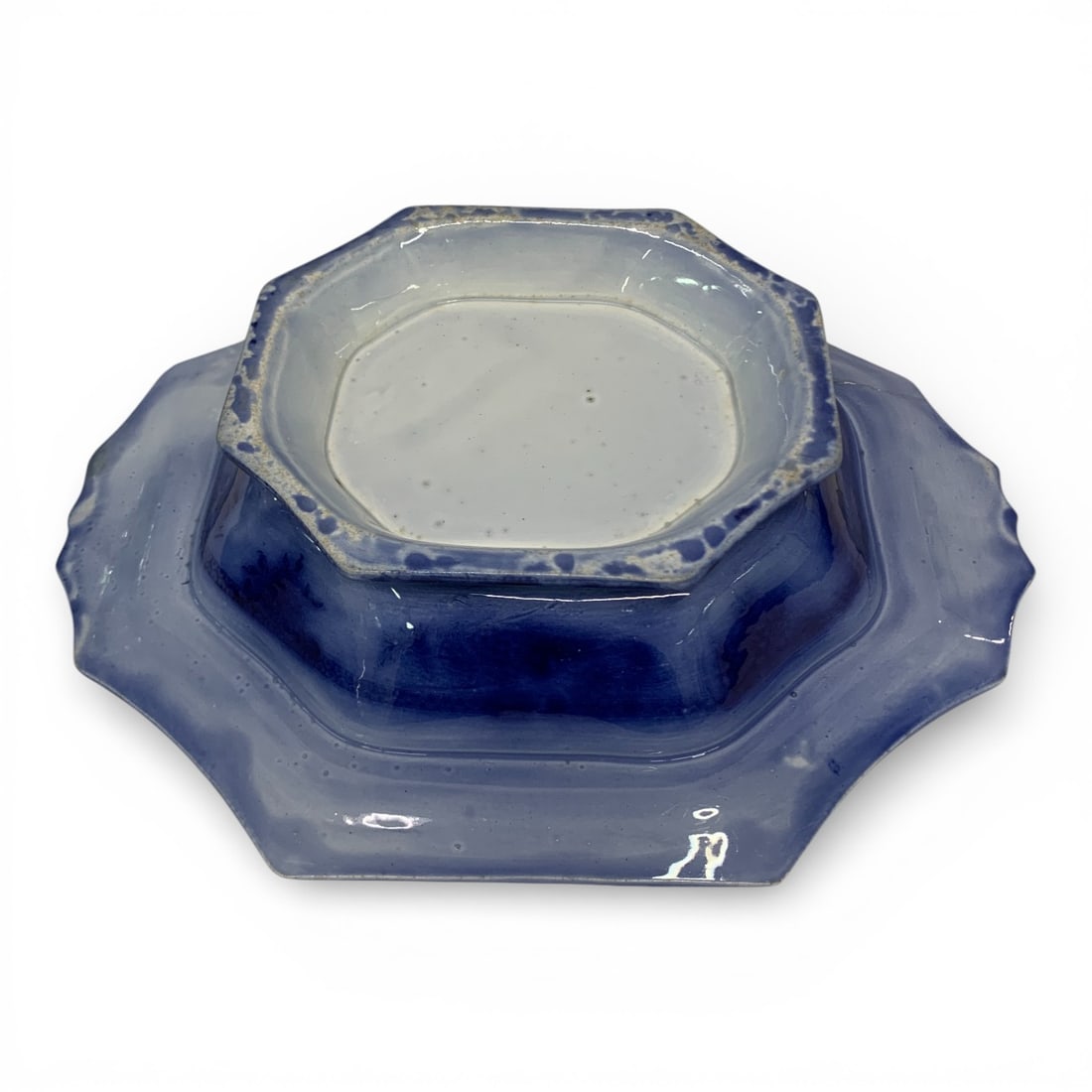 Flow Blue Ironstone Covered Serving Tureen - 6