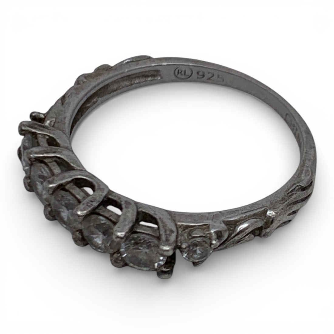 Sterling Silver Ring With Clear Stones - 3